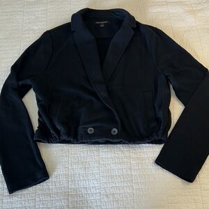 Minimalist Cropped Blazer Sweatshirt Black Athleisure Quiet Luxury Preppy Small